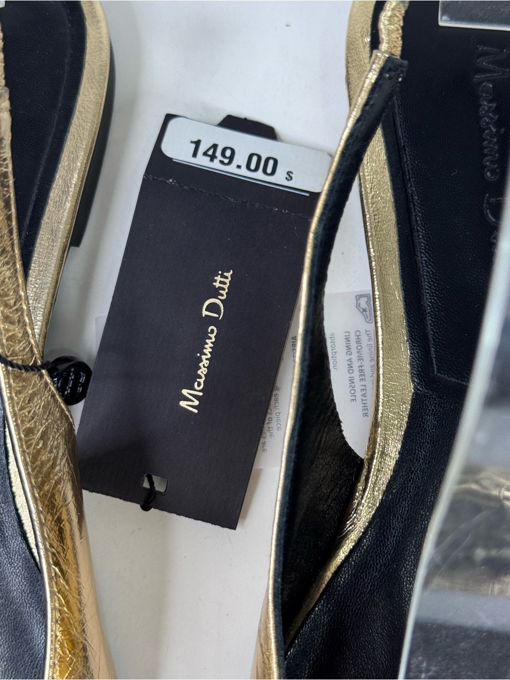 Massimo Dutti Metallic Gold Slingback Square-Toe Mules - Picture 7 of 8